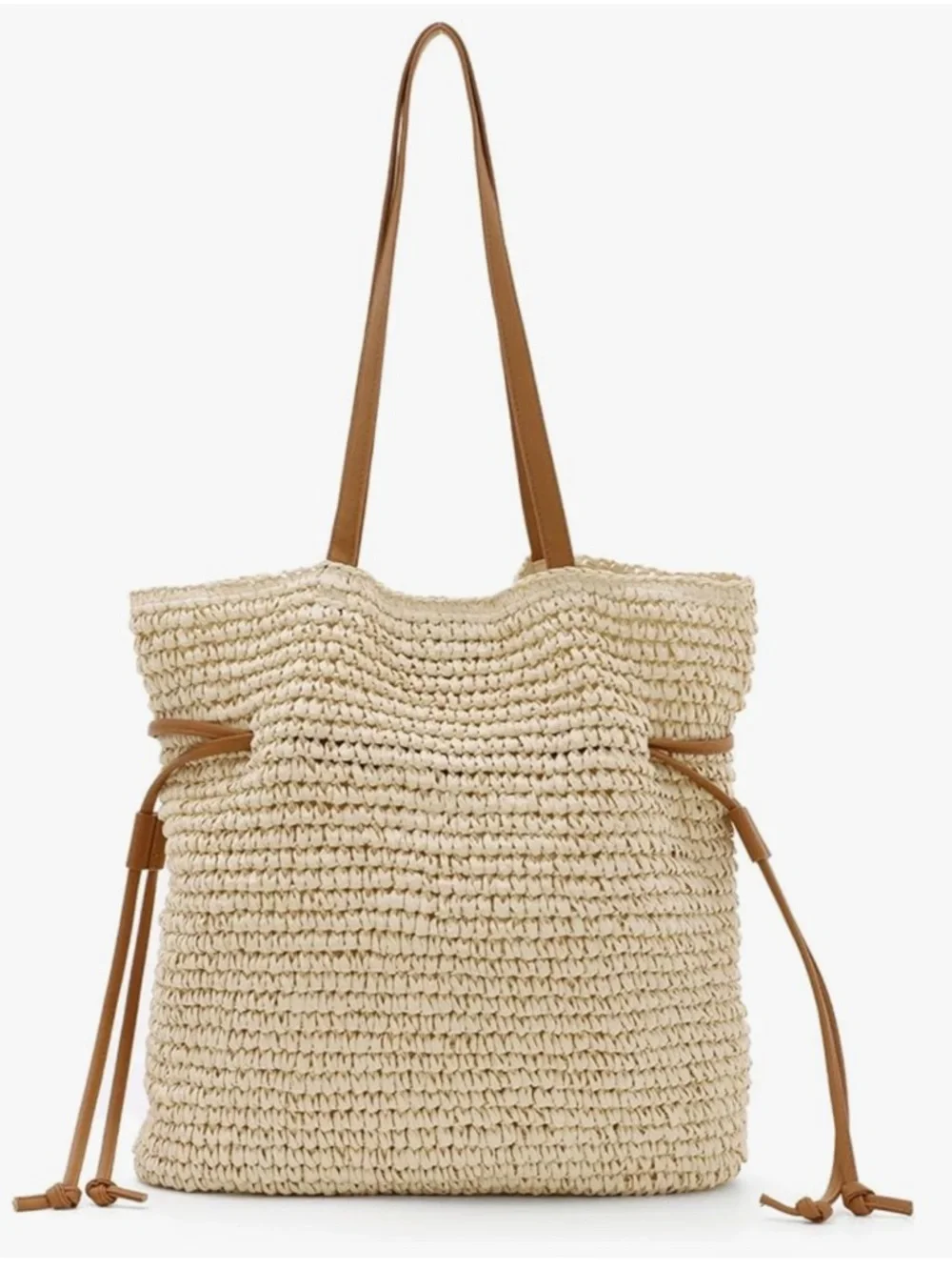 Women's Straw Bags Woven Summer Handbag Beach Tote Purses Drawstring